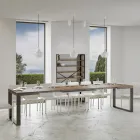Extendable Dining Table in Melamine Wood and Iron Made in Italy - Badesi Viadurini