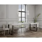 Extendable Dining Table in Melamine Wood and Iron Made in Italy - Badesi Viadurini