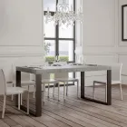 Extendable Dining Table in Melamine Wood and Iron Made in Italy - Badesi Viadurini
