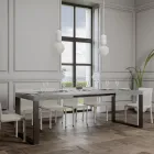 Extendable Dining Table in Melamine Wood and Iron Made in Italy - Badesi Viadurini