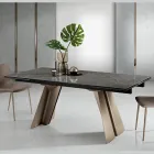 Extendable Dining Table in Metal and Glass Ceramic Made in Italy - Ania Viadurini