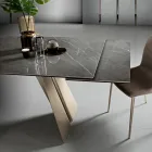 Extendable Dining Table in Metal and Glass Ceramic Made in Italy - Ania Viadurini