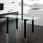 Extendable Dining Table in Extra-Clear Glass and Metal Made in Italy – Sopot  Viadurini