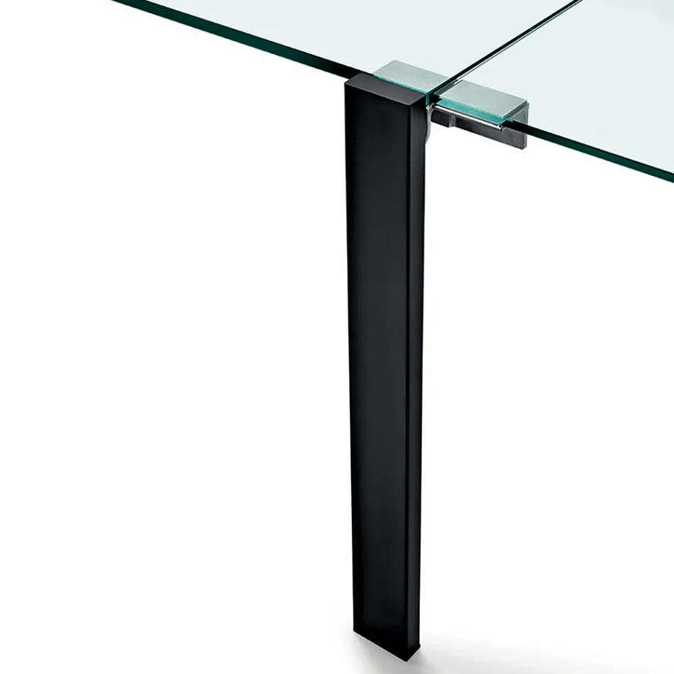 Extendable Dining Table in Extra-Clear Glass and Metal Made in Italy – Sopot  Viadurini