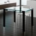 Extendable Dining Table in Extra-Clear Glass and Metal Made in Italy – Sopot 