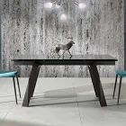 Extendable modern glass dining table made in Italy, Azad Viadurini