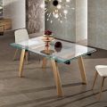 Modern extendable dining table in glass made in Italy, Azad