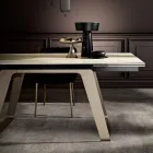 Extendable Dining Table in Glass Ceramic and Metal Made in Italy - Ania Viadurini