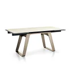 Extendable Dining Table in Glass Ceramic and Metal Made in Italy - Ania Viadurini