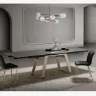 Extendable Dining Table in Glass Ceramic and Metal Made in Italy - Ania Viadurini