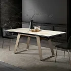 Extendable Dining Table in Glass Ceramic and Metal Made in Italy - Ania Viadurini