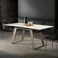 Extendable Dining Table in Glass Ceramic and Metal Made in Italy - Ania