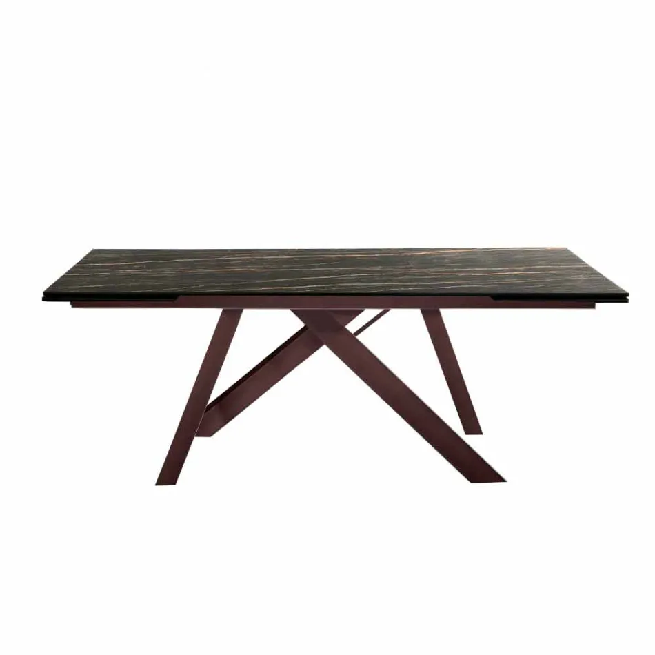 Extendable dining table in glass-ceramic made in Italy, Wilmer Viadurini