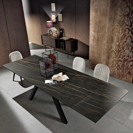 Extendable dining table in glass-ceramic made in Italy, Wilmer Viadurini