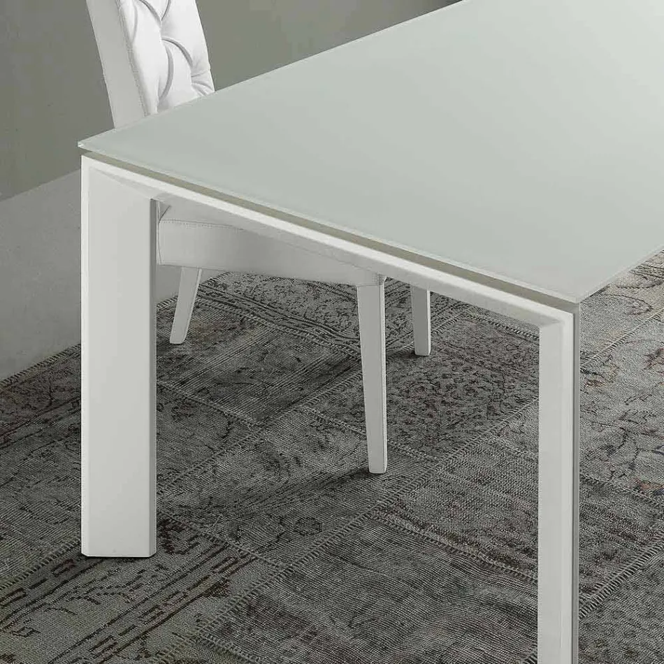 Extendable Dining Table, Tempered Glass Top - Faleria Viadurini
