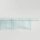 Dining Table with Base and Rectangular Glass Top Made in Italy - Thommy Viadurini