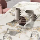 Dining Table with Marble Effect Ceramic Top Made in Italy - Mirco Viadurini