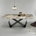 Dining Table with Marble Effect Ceramic Top Made in Italy - Mirco Viadurini