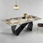 Dining Table with Marble Effect Ceramic Top Made in Italy - Mirco Viadurini