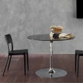 Dining Table with Crystal Top and Chromed Base Made in Italy - Tallio