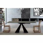 Dining Table with Fenix Top and Steel Base Made in Italy - Dalmatian Viadurini