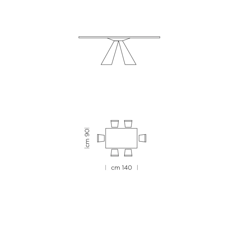 Dining Table with Fenix Top and Steel Base Made in Italy - Dalmatian Viadurini