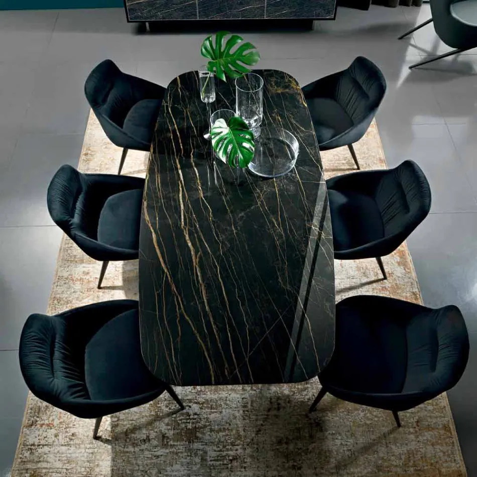 Dining Table with Top in Fine Made in Italy Hypermarble - Settimmio Viadurini