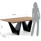 Dining Table with Top in Mdf Veneered Oak Finish - Helene Viadurini