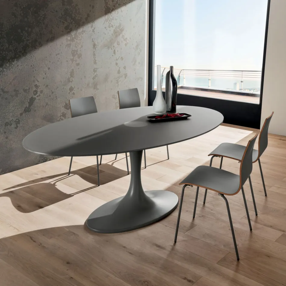 Quality Dining Table with Made in Italy Lacquered Glass Top - Brontolo Viadurini