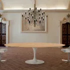 Dining Table with Oval Veneered Top Made in Italy - Dollars Viadurini