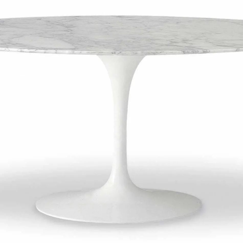 Dining Table with Oval Marble Top Made in Italy - Superb Viadurini