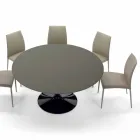 Dining Table with Round Top in High Quality Fenix Made in Italy - Dollars Viadurini