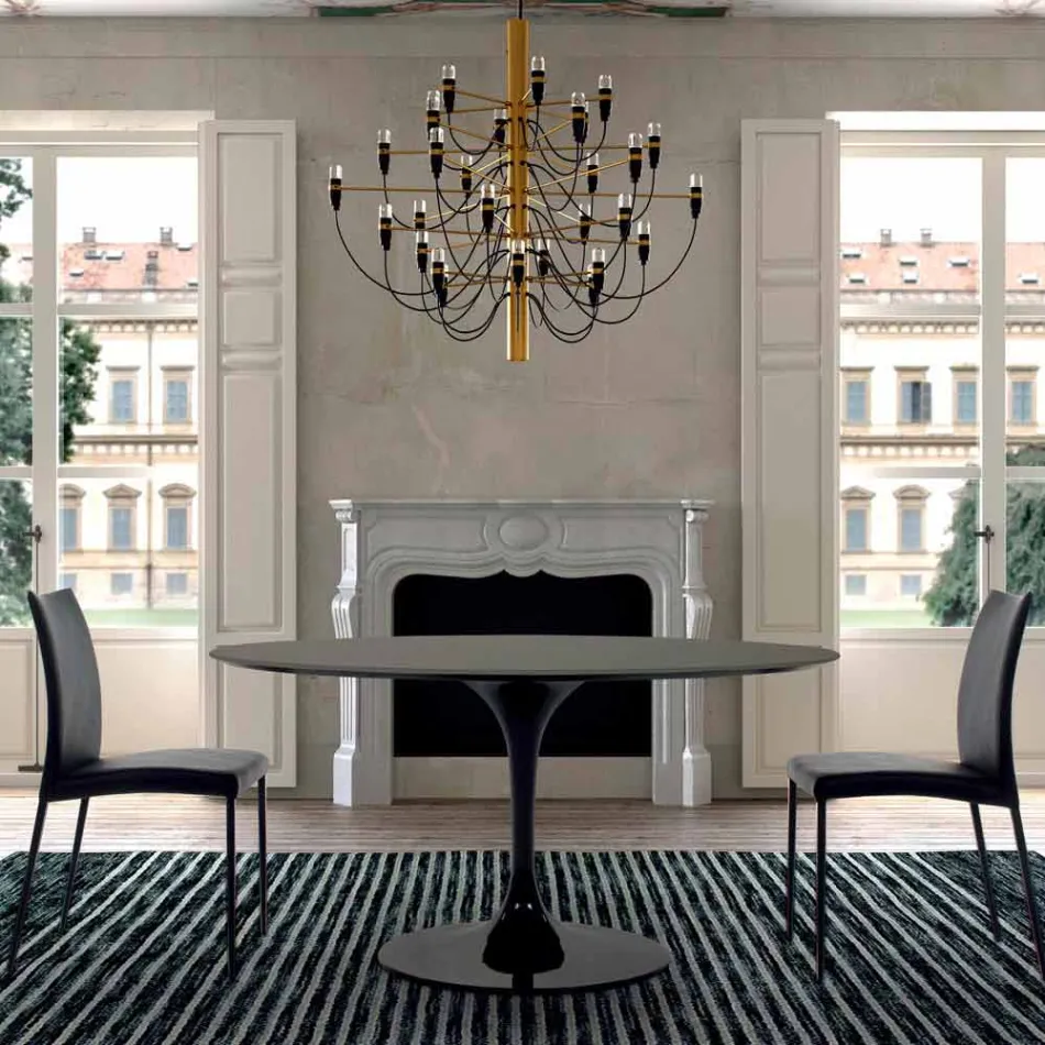 Dining Table with Round Top in High Quality Fenix Made in Italy - Dollars Viadurini