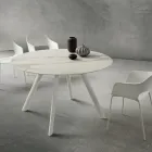 Dining Table with Round Laminam Top Made in Italy - Lingotto Viadurini