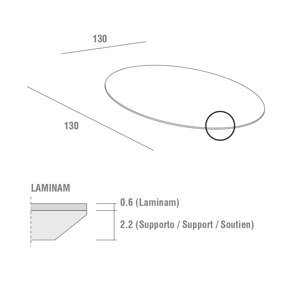 Dining Table with Round Laminam Top Made in Italy - Lingotto Viadurini