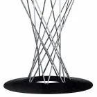 Dining Table with Round Top in Black Laminate Made in Italy - Plaza Viadurini