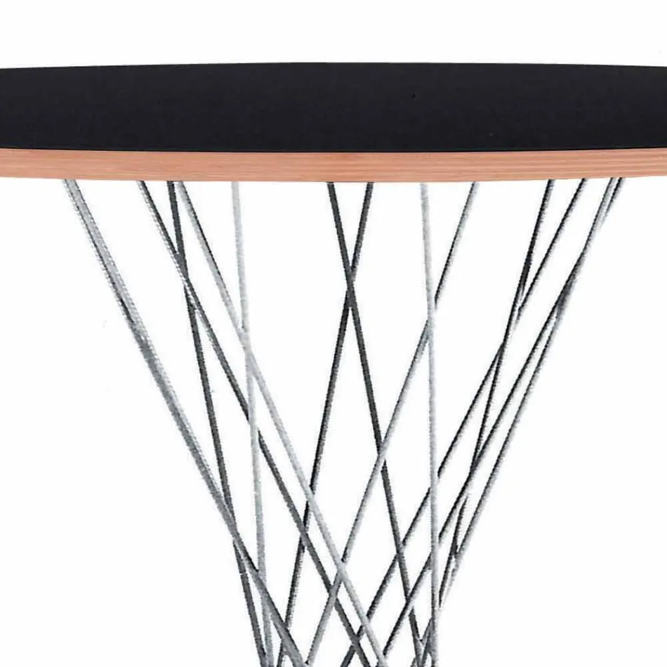 Dining Table with Round Top in Black Laminate Made in Italy - Plaza Viadurini