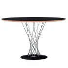 Dining Table with Round Top in Black Laminate Made in Italy - Plaza Viadurini