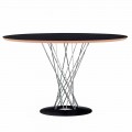 Dining Table with Round Top in Black Laminate Made in Italy - Plaza