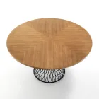 Dining Table with Round Top in Oak Veneered Mdf - Emmanuel Viadurini