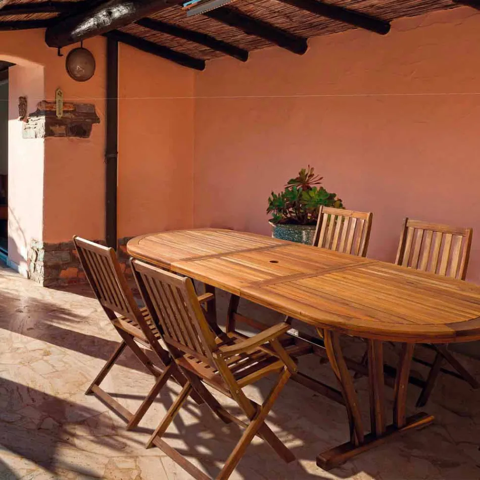 Extendable Outdoor Dining Table Up to 240 cm in Wood - Kaley Viadurini