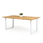 Outdoor Dining Table with Brushed Natural Teak Top - Mistral Viadurini