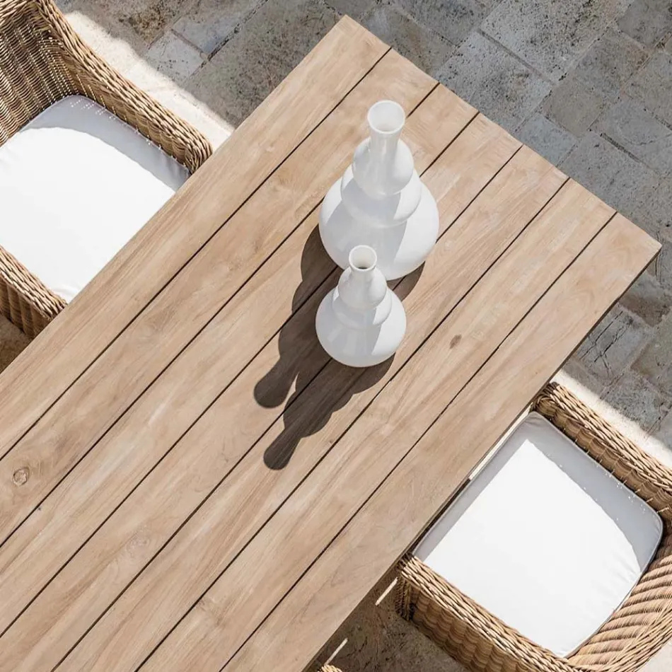 Outdoor Dining Table in Recycled Teak Wood Made in Italy - Bambi Viadurini