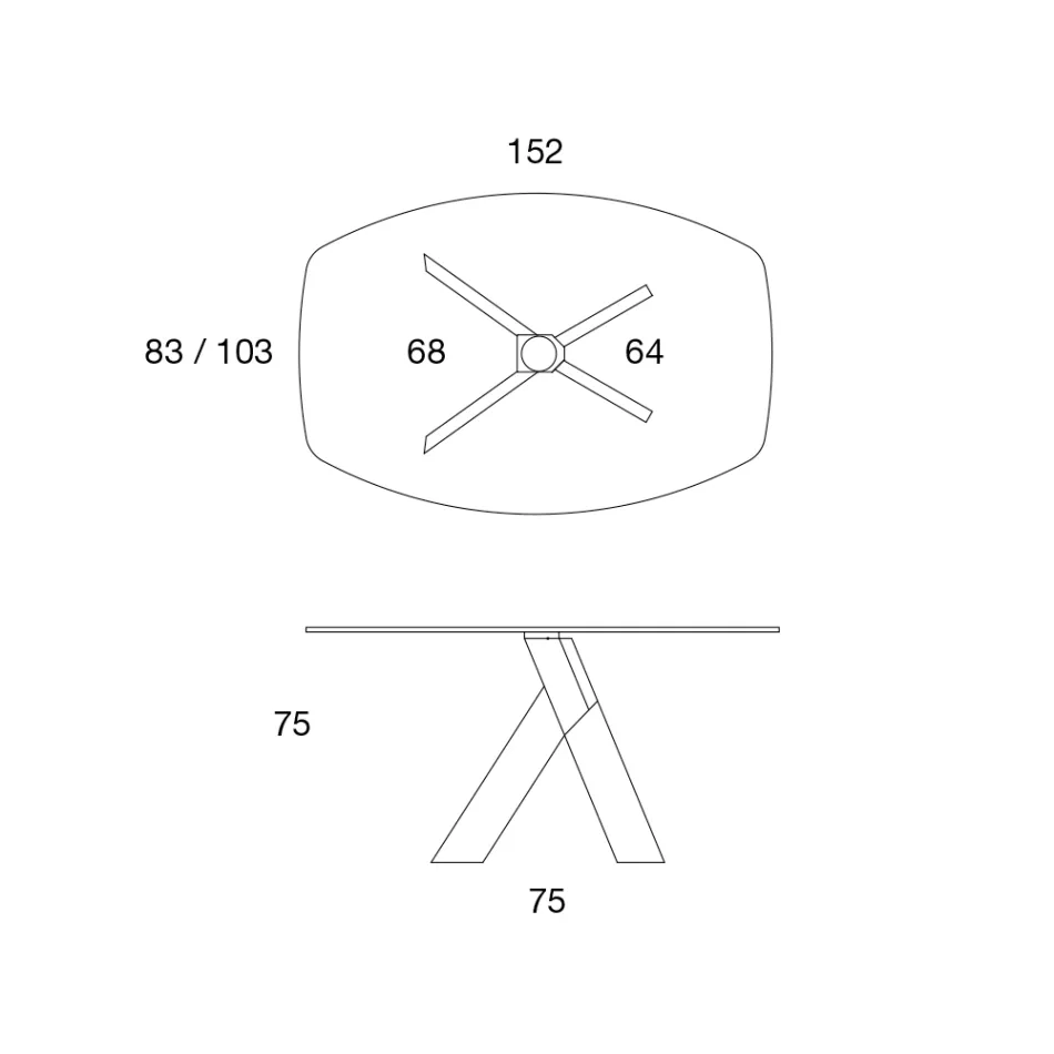 Living Room Dining Table Glass Top and Wooden Legs - Botanical Viadurini