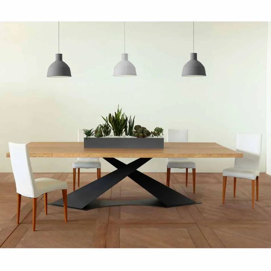 Modern design dining table with Elliot made in Italy oak top Viadurini
