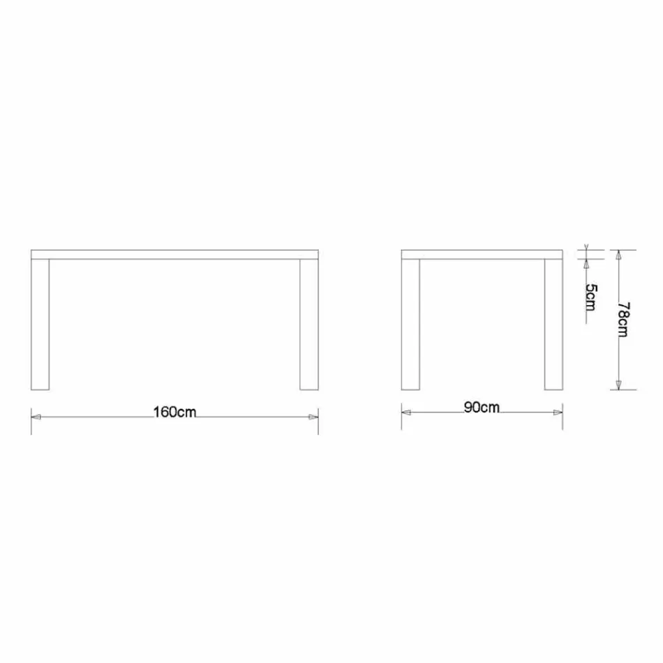 Modern design dining table in solid oak, L160xP90cm, Loran Viadurini