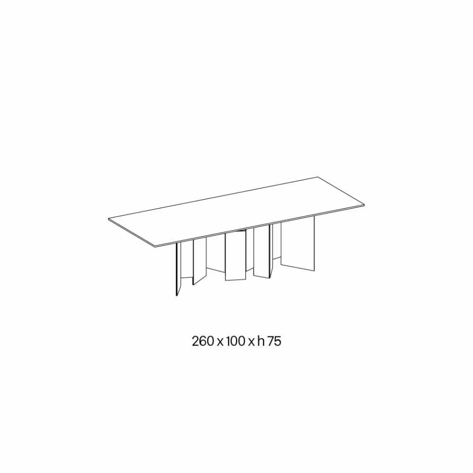 Design Dining Table in Ceramic and Smoked Glass Base Made in Italy - Random Viadurini