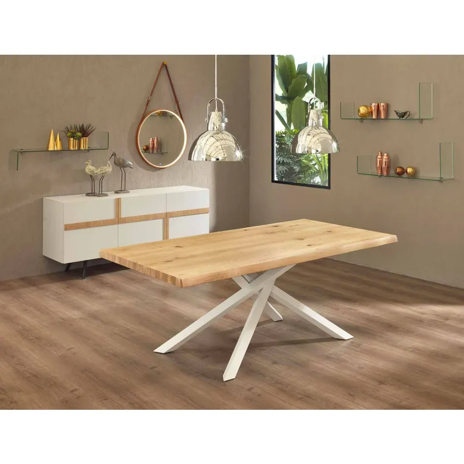 Design Dining Table in Wood and Metal Made in Italy - Skipper Viadurini