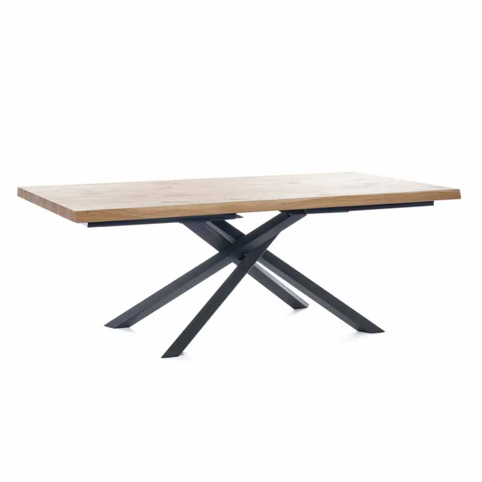 Design Dining Table in Wood and Metal Made in Italy - Skipper Viadurini