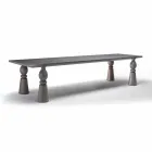 Design dining table in gray oak wood, made in Italy, Theseus Viadurini